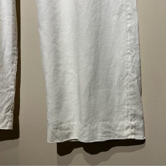CAbi Off-White Linen Blend Wide Leg Mid-Rise Pants Slacks Trousers Size 10 - Picture 5 of 12